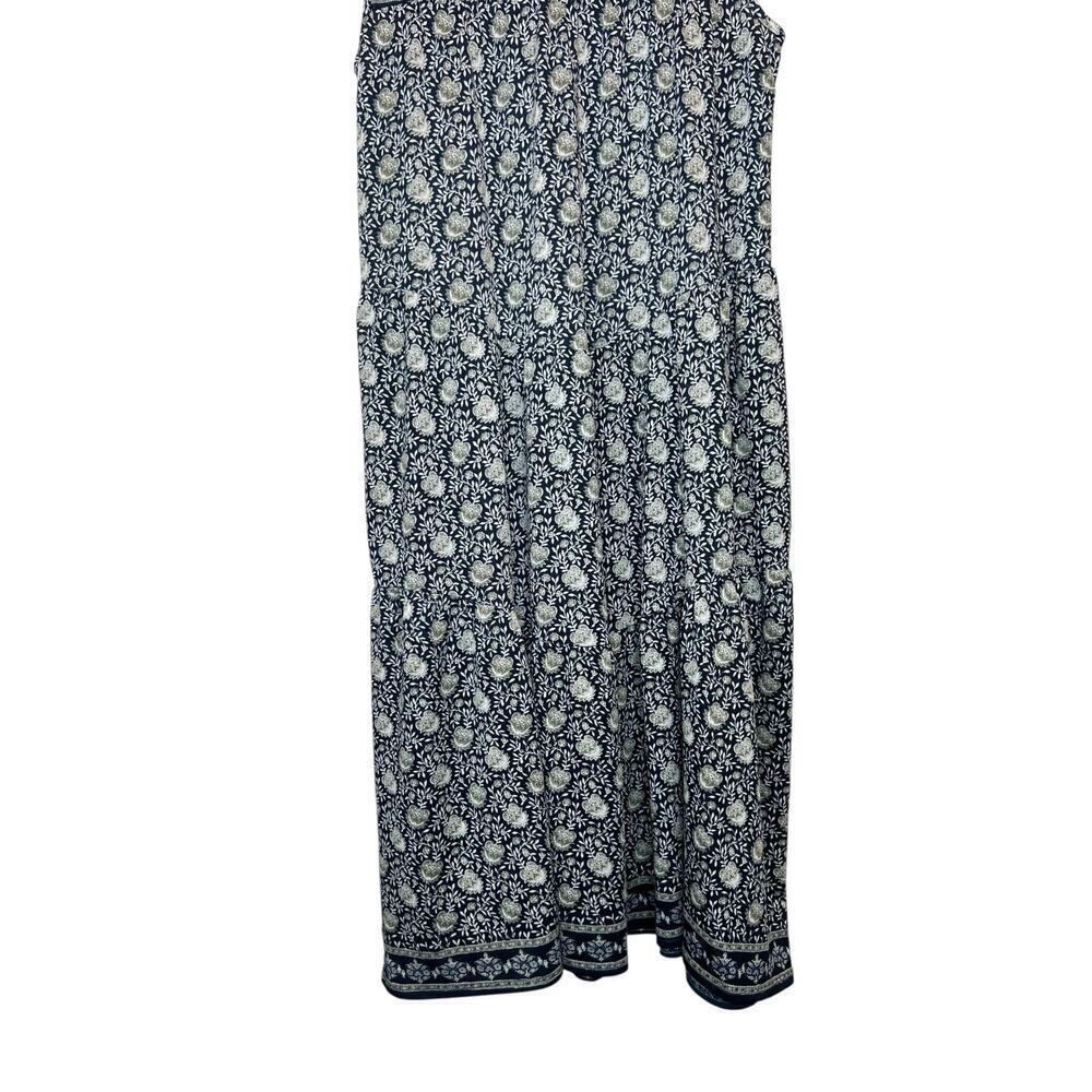 MAX STUDIO Couper Cut Sleeveless Maxi Dress Floral Print Blue Size Medium - Picture 8 of 11